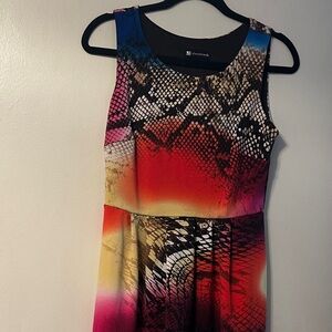 Valerie Bertinelli Black Red Pink Gradient Snake-Print Mini Dress